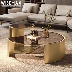 WISEMAX 가구 고급 홈 가구 강화 유리 커피 테이블 사무실 호텔 현대 반원 조합 커피 테이블 - Product Image 1