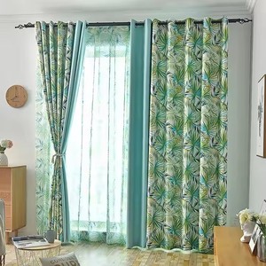 <span class=keywords><strong>Tissu</strong></span> de rideau occultant <span class=keywords><strong>vert</strong></span> en <span class=keywords><strong>lin</strong></span> de style moderne avec imprimé triangulaire pour fenêtre de maison - Product Image 3