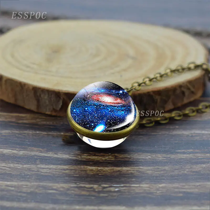 Fantasy Space clavicola catena girocollo creativo Cosmic Galaxy sfera di vetro ciondolo donna uomo gioielli Nebula collana