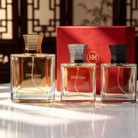 Vente en gros HANMING HH-110 Flacon de parfum en verre givré 100 ml, couvercle en alliage de zinc de haute qualité, impression sérigraphique, cadeau de forme spéciale