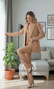 Conjunto de Traje de Tres Piezas para Mujer, Blazer, Chaleco y Pantalón, para Bodas, Fiestas y Eventos Formales - Product Image 4
