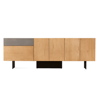 Commode minimaliste en placage de frêne naturel avec cadre métallique, panneau HDF de qualité E1, armoire de rangement écologique pour chambre et salon