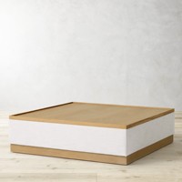 Ensemble de canapé d'angle modulaire de luxe en forme de L avec plateau en bois pour salon