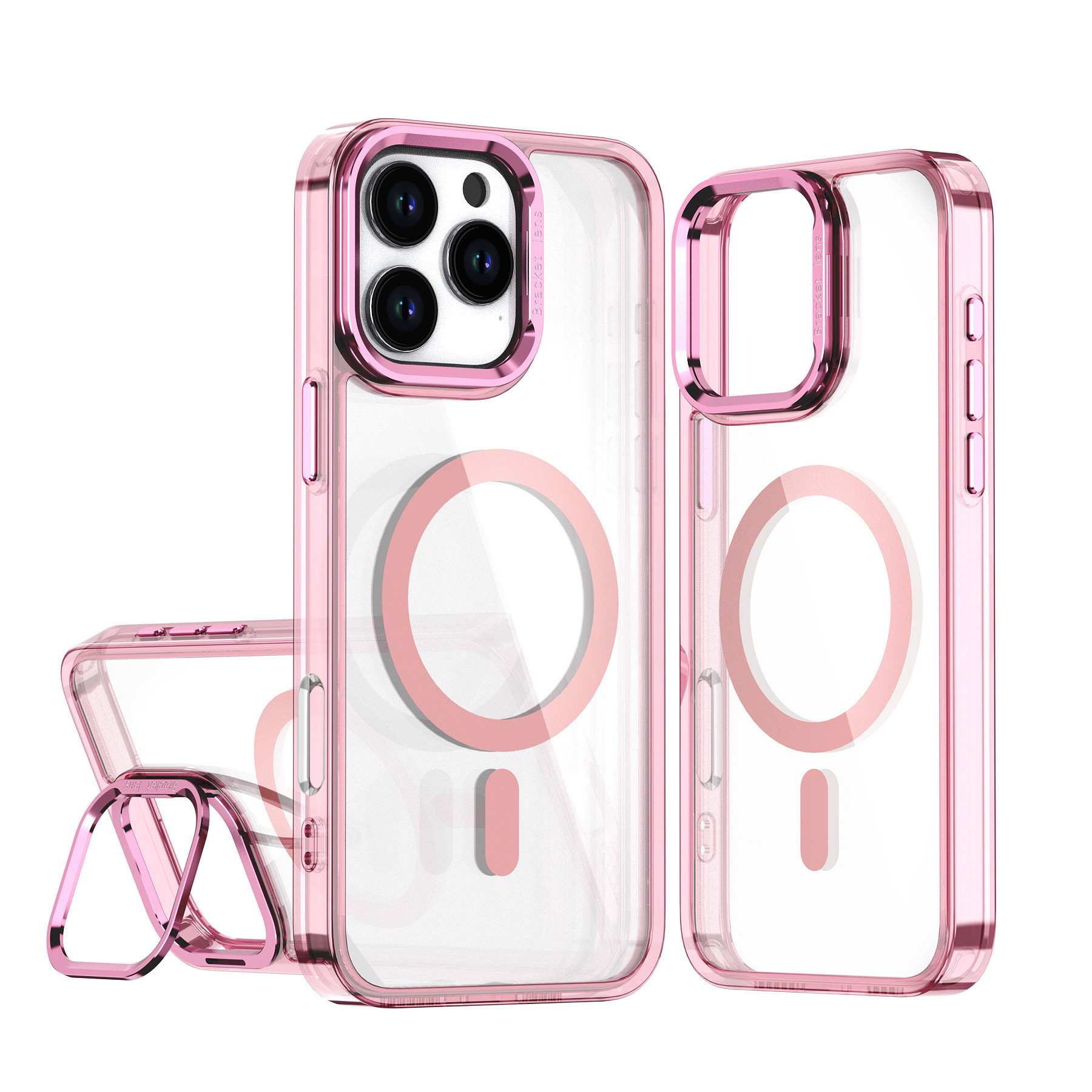 Support magnétique transparent translucide rose-ombre brillante
