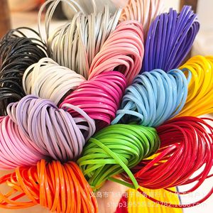 Colored Pu Flat Leather Cord 2mm <b>Braided</b> Cord For Diy Bracelet Necklace Bag Chain Mobile Phone <b>Accessory</b> Material - Product Image 1