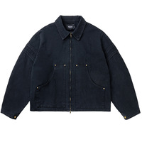 Veste de travail Richarmor vintage en toile 100 % coton, bomber zippé avec col contrastant vierge, personnalisable OEM, faible MOQ