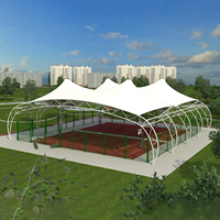 Structure de toit en membrane architecturale moderne, imperméable, ignifuge et anti-UV, pour terrain de basket extérieur multi-sports, auvent de garage