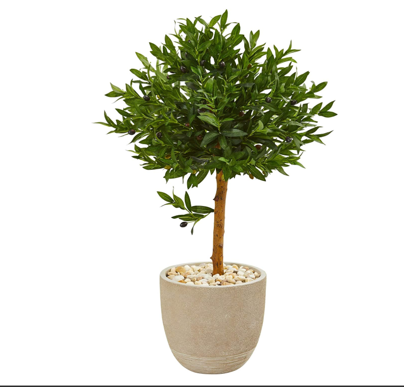 लगभग प्राकृतिक जैतून का Topiary कृत्रिम पेड़ (इनडोर) रेशम पेड़, ग्रीन 40 इंच