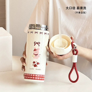 Vaso de Acero Inoxidable 316 de Gran Capacidad, Portátil, con Correa, Taza de Café con Diseño de Dibujos Animados, para Regalo - Product Image 4