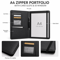 Carpeta Portafolio de Cuero PU A4 con Logotipo Personalizado, con Ranuras para Tarjetas, Portaplumas, Organizador de Documentos para Reuniones de Oficina, Venta al Por Mayor