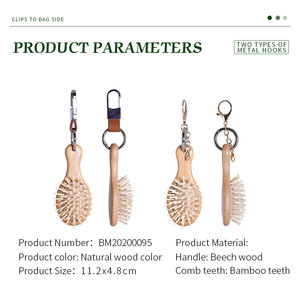 Mini Size Hair Massage Comb with Wood Bristles Travel Paddle Design <strong>Wooden</strong> <strong>Hairbrush</strong> for Women, Kids With Keychain - Product Image 2