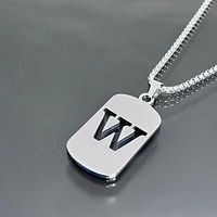 Collier polyvalent avec lettres anglaises à 26 caractères pour couples, chaîne en acier inoxydable, perle, design simple et tendance pour homme et femme