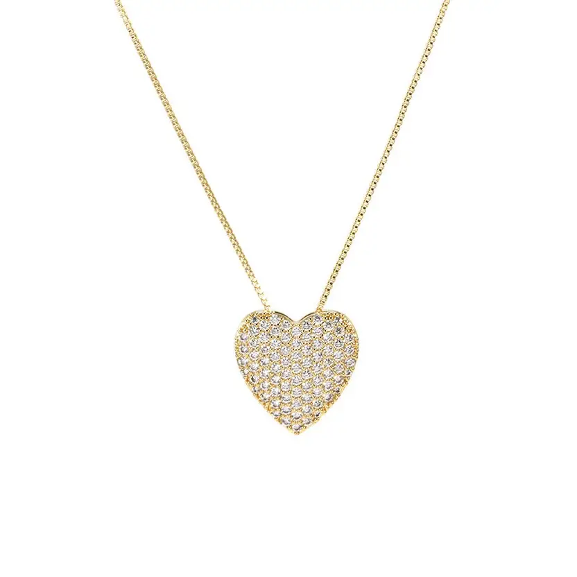 Fashion Jewelry Iced Out 18K Gold Plated Heart Necklace And Earrings Ring Jewelry Sets /