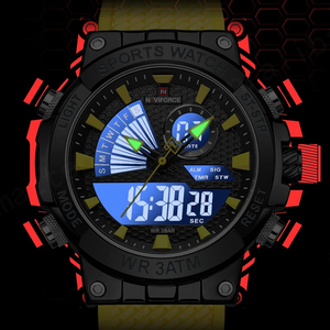 Naviforce thương hiệu sang trọng của người đàn ông Đồng hồ thể thao không thấm nước kỹ thuật số Đồng hồ dạ quang dây đeo TPU ngày và tuần thạch anh Đồng hồ đeo tay - Product Image 6