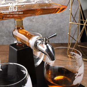 Carafe à <span class=keywords><strong>whisky</strong></span> 1000ml, livraison à la voile, nouveau design, cadeau de festival, verre cristal, avec <span class=keywords><strong>plateau</strong></span> en bois, 5 pièces - Product Image 3