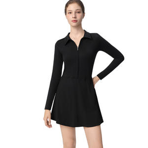 Aoyema ชุดตีกอล์ฟแขนยาวมีซิปสำหรับผู้หญิงชุดเล่นโยคะชุดเล่นกีฬาเล่นฟิตเนสแบบลำลองพร้อมกางเกงขาสั้น - Product Image 3