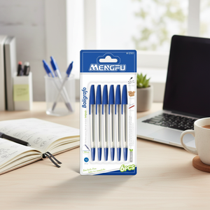 Ensemble de 6 stylos à bille bleus personnalisés en métal, pointe de 10 mm, écriture fluide, 0,5 mm, 0,7 mm, promotionnels, marque Mengfu, modèle M-0183, fabriqués en Chine - Product Image 3