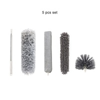 Ensemble de 5 balais à poussière télescopiques en microfibre Classic Home, manche long flexible, tête en chenille détachable, lavable, outil de nettoyage pour voiture