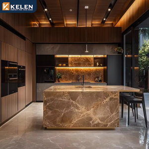 KELEN 2026 智能厨柜定制供应商 MDF 模块化美式现代木质平装厨柜 - Product Image 2