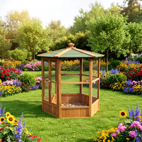 SDB004 Cage extérieure de luxe moderne pour grands oiseaux, volière en bois avec motif imprimé, structure robuste pour toutes les saisons