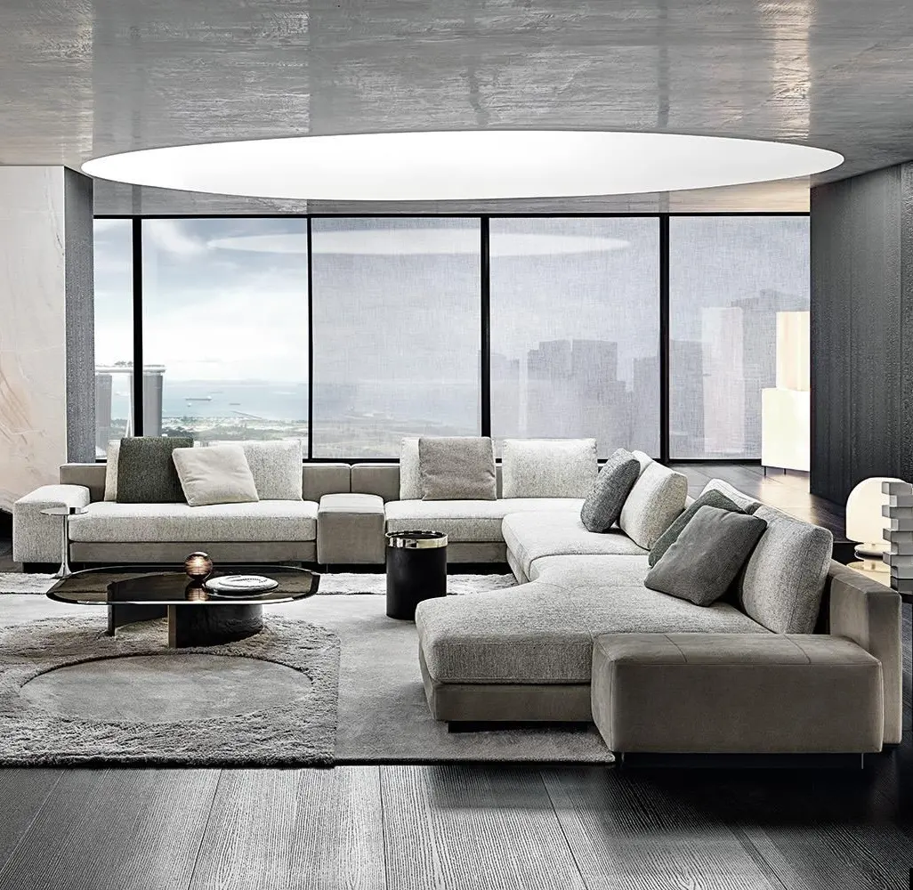 الفاخرة الحديثة الطراز الإيطالي أثاث غرفة المعيشة أثاث منزلي كبير مجموعة أريكة قماش سيكتيونالس