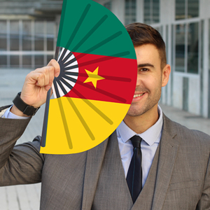 Abanicos Plegables de Bambú con la Bandera de Camerún al por Mayor, Abanico de Mano para Carnaval, Boda, Festival, Fiesta, Agencia de Viajes - Product Image 1