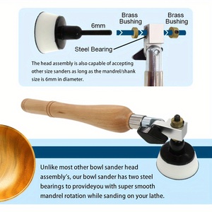 42ピース木工ボウルサンダーセット 2インチ径ダブルベアリングヘッド硬材ハンドルとベルクロサンディングディスク - Product Image 6