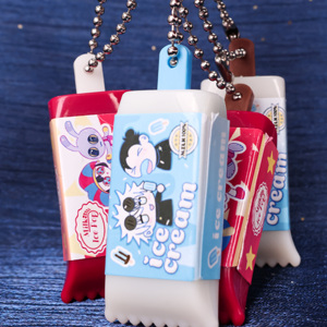 Porte-clés pendentif créatif en PVC, motif dessin animé personnalisé, en forme de petit bâtonnet de crème glacée, mignon, coloré, style anime, étanche - Product Image 1