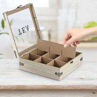 Boîte de rangement pour thé rustique à 9 compartiments en bois/MDF faite à la main avec options de logo personnalisé