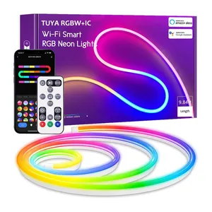 Weicao Tuya Wifi RGBW IC Neon Rope Lights Strips 12V/24V Music Sync APP Control Flexible LED Strip Light with Alexa Google