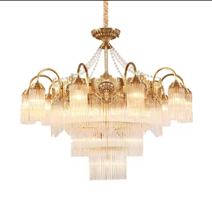 Zeal Lighting Vintage Brass Antique Luces colgantes K9 Crystal Luxury Copper chandelier Gold - Product Image 6