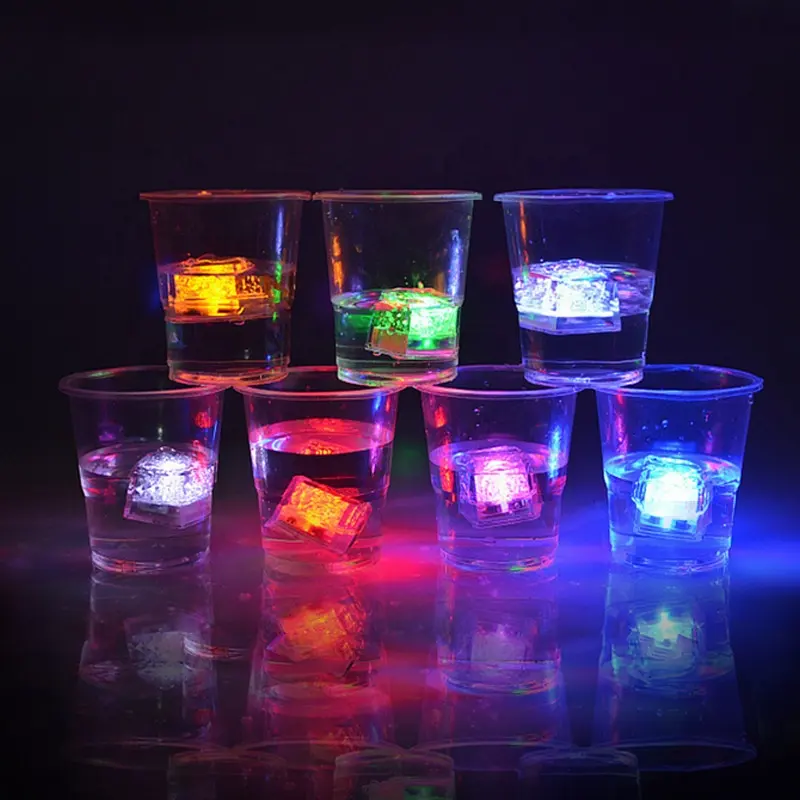 Multi Color Led Glow Ice Cube Fast Slow Flashing Glitter Light Up Ice Cube Luminous Led Plastic Ice Cube For Party Bar