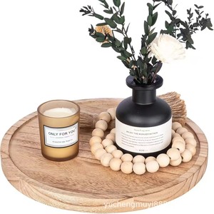 Wooden Round <b>Tray</b> Desktop Ornament <b>Storage</b> Dish Multifunctional Decorative Plate For Kitchen Or Living Room - Product Image 5