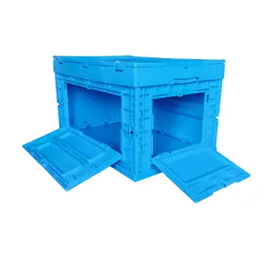 Household Side Opening Box Foldable Basket Moving Stackable Crate for Sale High-capacity Plastic Outdoor &home 600*400*355MM 66L