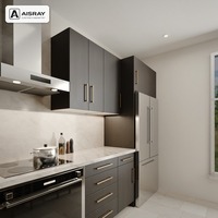 Meuble de cuisine de luxe, portes en placage de bois au design moderne, aménagement en îlot, boîtes de rangement en contreplaqué et tiroirs à fermeture amortie