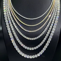 Collier chaîne tennis en moissanite, chaîne en moissanite VVS en argent sterling 925, chaînes personnalisées serties de pierres pour hommes, style hip-hop, vente en gros