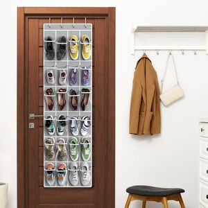 Simple Houseware 24 Pockets Crystal Clear Over The Door <b>Shoe</b> Organizer Gray 64 X 19 Inches Hanging Storage For <b>Shoes</b> Behind - Product Image 1
