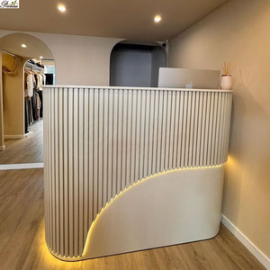 Lujo moderno diseño único salón de uñas blanco mesa de recepción <span class=keywords><strong>para</strong></span> la venta - Product Image 4