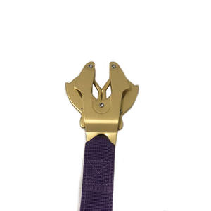 Laisse de luxe en Nylon néoprène à Double poignée pour chien, robuste et tactique, avec pince grenouille dorée - Product Image 2