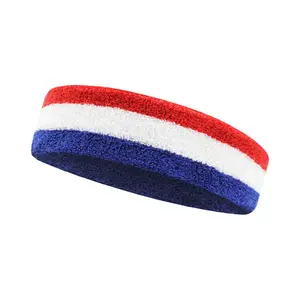 Biểu Tượng Tùy Chỉnh Headband Bông Nylon Tập Luyện Màu Rắn Rộng Thể Thao Headbands Cho Quần Vợt Bóng Chuyền Bóng Rổ Sweatband Headbands