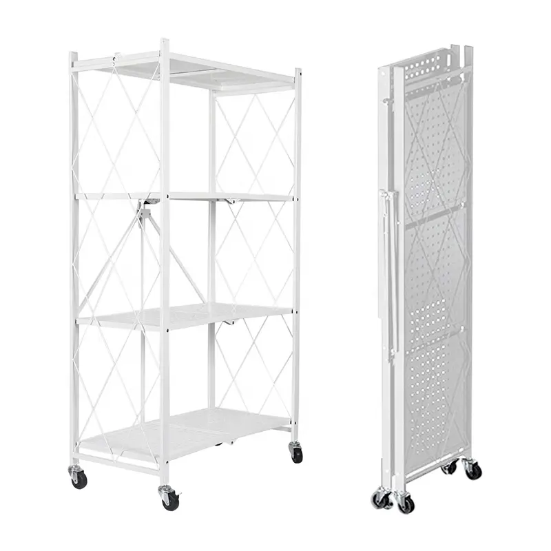 Removable Storage Rack Multifunctional Trolley Rolling Cart Kitchen Rack Storage Holders Folding shelf On Wheels