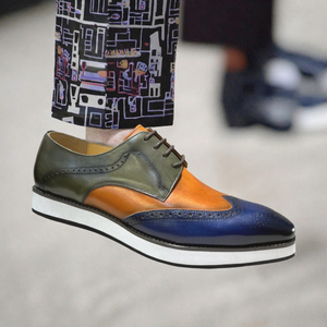 Handmade Genuine Leather Men's Formal Dress Shoes Casual <b>Pointed</b> Toe Lace-up for Weddings Office Banquets Summer Autumn Winter - Product Image 3