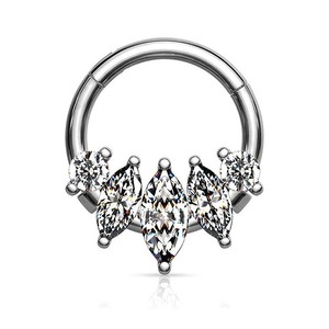 Anneaux de nez transfrontaliers européens et américains avec incrustations de zircon, anneaux ouvrants et fermants en argent, or et acier inoxydable, bijoux - Product Image 5