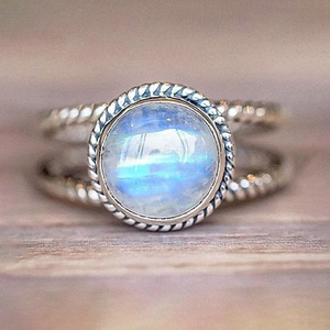 Anillo de plata 925 con piedra lunar H281, engaste de bisel, anillo unisex con piedra preciosa para uso diario - Product Image 2
