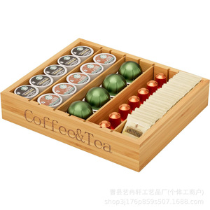 Support à capsules de café en bambou 32x27.5x6cm, organiseur de bureau pour tiroir de rangement de cuisine, comptoir, support à capsules de thé - Product Image 4