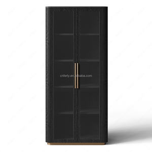 Vitrine en verre à deux portes FERLY avec portes à double ouverture, vitrine transparente pour salon, chambre à coucher - Product Image 3