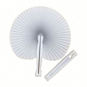 Éventails pliables en papier blancs en forme de cœur, avec poignées en plastique, couleurs personnalisables, pour peinture DIY - Product Image 2