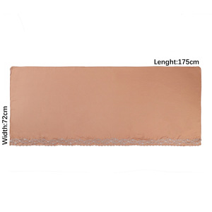 Hijab couleur unie perle mousseline de soie trèfle brodé dentelle pour femme mode respirant foulard pour femme Hijab en soie satinée de qualité supérieure - Product Image 5