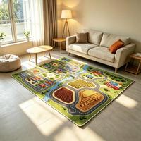 Stadtstraßen-Spielteppich Weicher Rutschfester Wohnzimmerteppich Plüsch Cartoon-Muster Anpassbares Muster Acryl Umweltfreundlich Haustierfreundlich