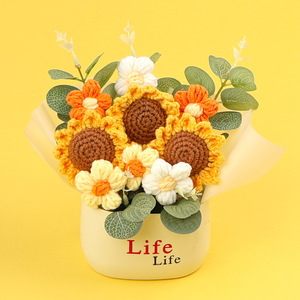 Pequeña Planta Artificial de Girasol Seco en Maceta para Decoración de Escritorio, Regalo de Graduación - Product Image 5